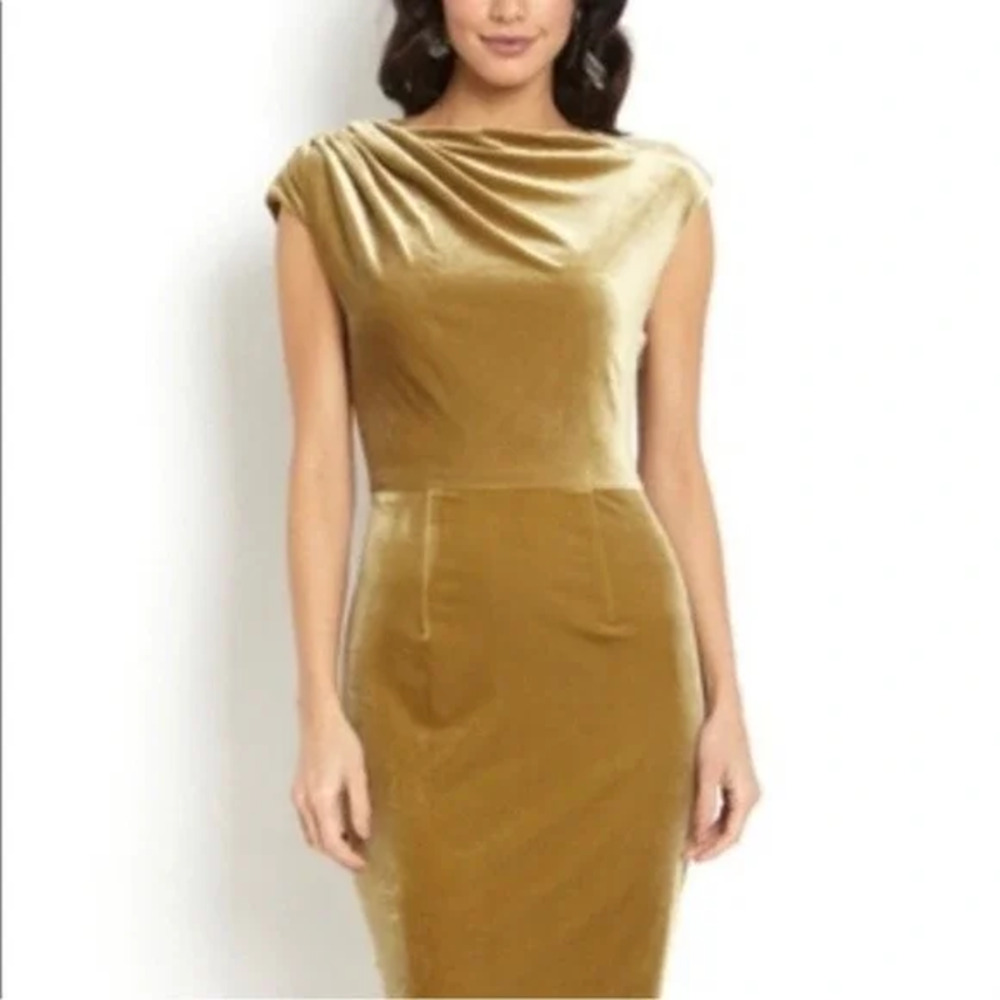 THML Womens‎ Small Velvet Chartreuse Gold Velvet Cocktail Dress